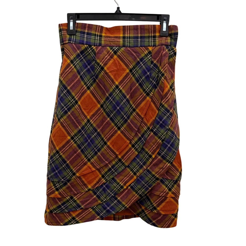 Plenty by Tracy Reese Plaid Wool Blend Faux Wrap Tulip Pencil Skirt Womens Sz‎ 4
